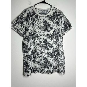 Aeropostale Men's T-shirt Tee Size L Black White Graphic Palm Tree Print Beach